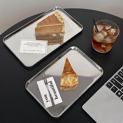 Vassoio Rettangolare Nordic in Acciaio Inossidabile per Caffetteria, Disco Contenitore a Rete, Piatto per Snack, Torta, Piatto da Pranzo per Dessert, Vassoio da Portata da Cucina