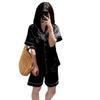 Summer New Short-sleeved Ice Silk Thin Short-sleeved Couple Pajamas Women's High-end Black Men's Large-size Loungewear