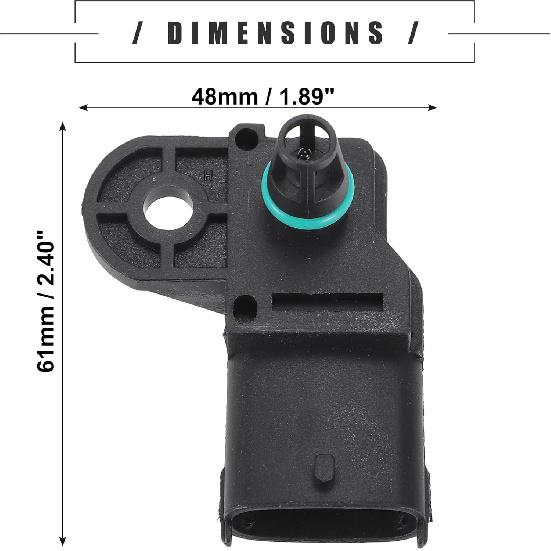 Motoforti Ansaugkrümmerdrucksensor MAP-Sensor, für ALFA ROMEO MITO 955 2008, Kunststoff, Nr.55219296/93313154/68143574AA, Schwarz