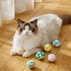Plush Ball Cat Dog Toy Rainbow Bell Ball Pet Supplies Mute Ball Christmas Catnip Ball Interactive Cat Toy Cat Plush Cat Stuff