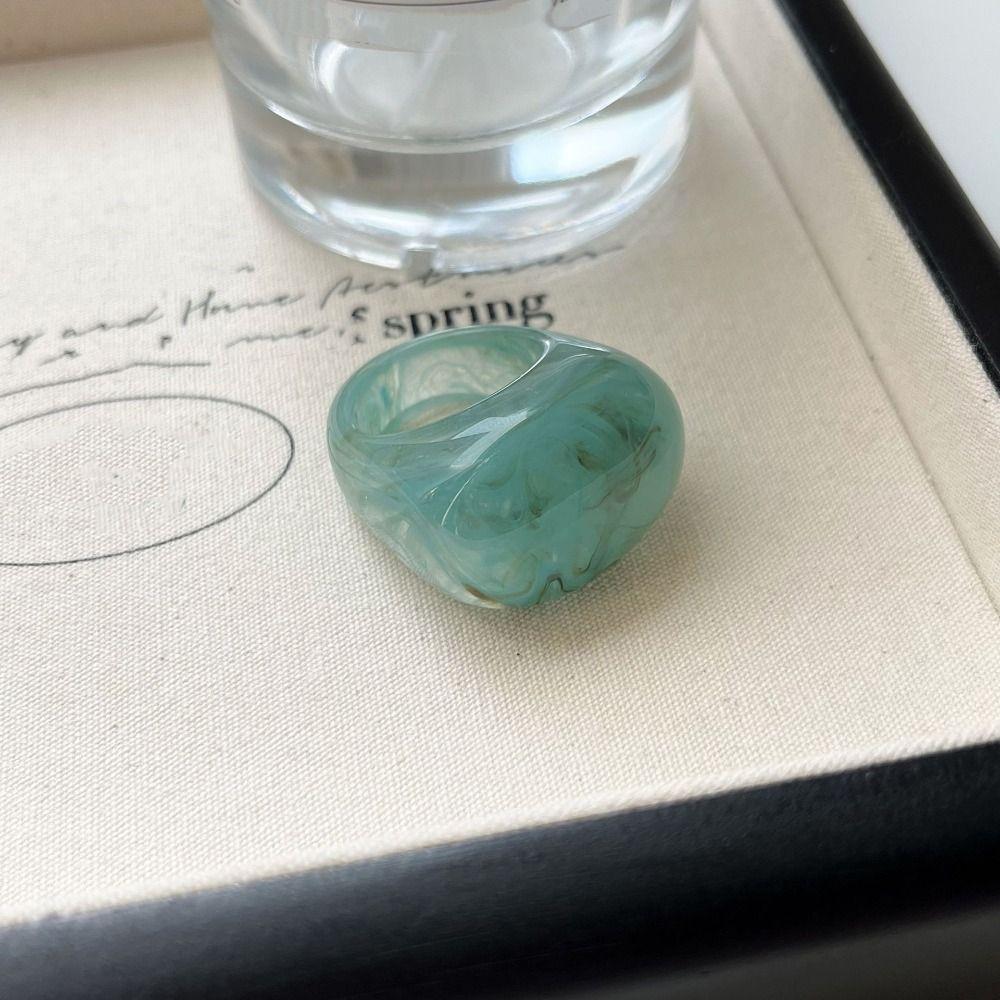 Chubby Oval Finger Ring Geometric Transparent Rings Fashion Exaggerated Resin Rings  Women