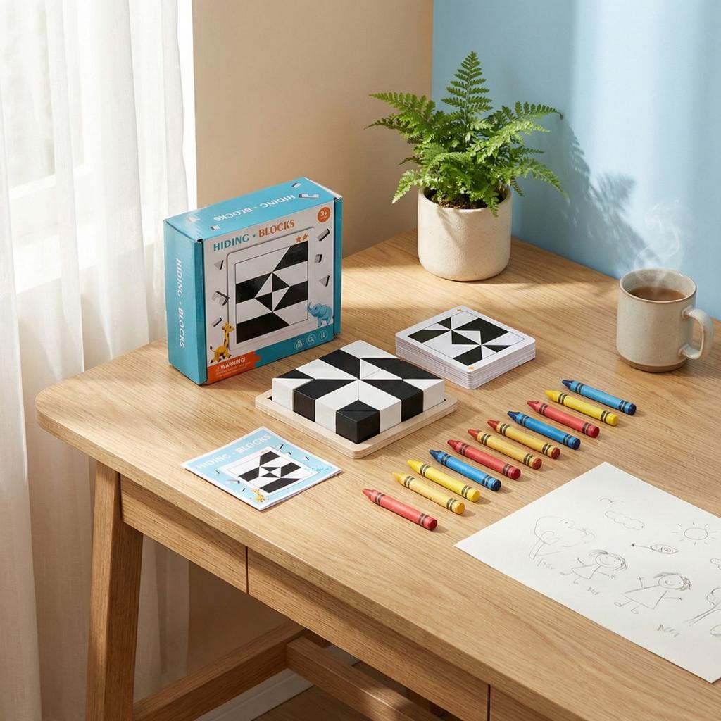 Wooden Puzzle With Hidden Building For Early Childhood Education, Logical Thinking Training, Puzzle Toys, Tabletop Games