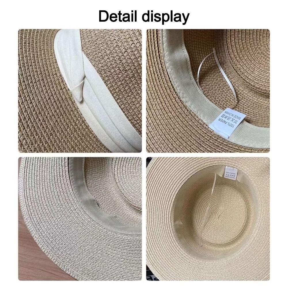 UV Protection Sun Hats Wide Brim Beach Hats French Elegant Holiday Straw Hat