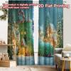 2pcs, 2D FLAT PRINTING Curtains (Without Rod) CandyBootHouse Minimalist Holiday Curtains Versatile Polyester Curtains Art Deco