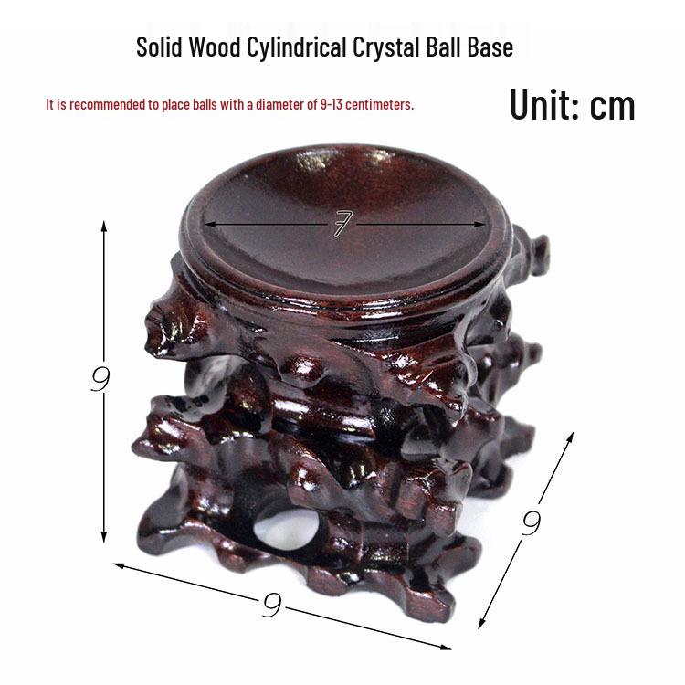 Gourd Crystal Ball Wooden Base Handcrafted Round Concave Stand