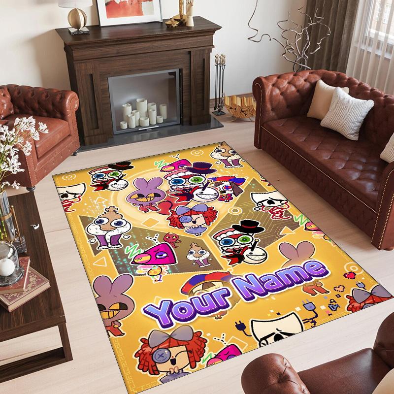 Personalized Crystal Velvet Carpet Custom Name Text,The Amazing Digital Circus Anti Slip Area Rug For Home Decoration