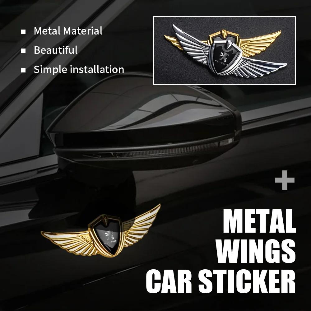 Car Sticker 2025 Hot 1Pcs 3D Metal Wings Emblem Car Side Mark Window Trunk Sticker Decal For Peugeot 207 3008 206 208 308 307 40
