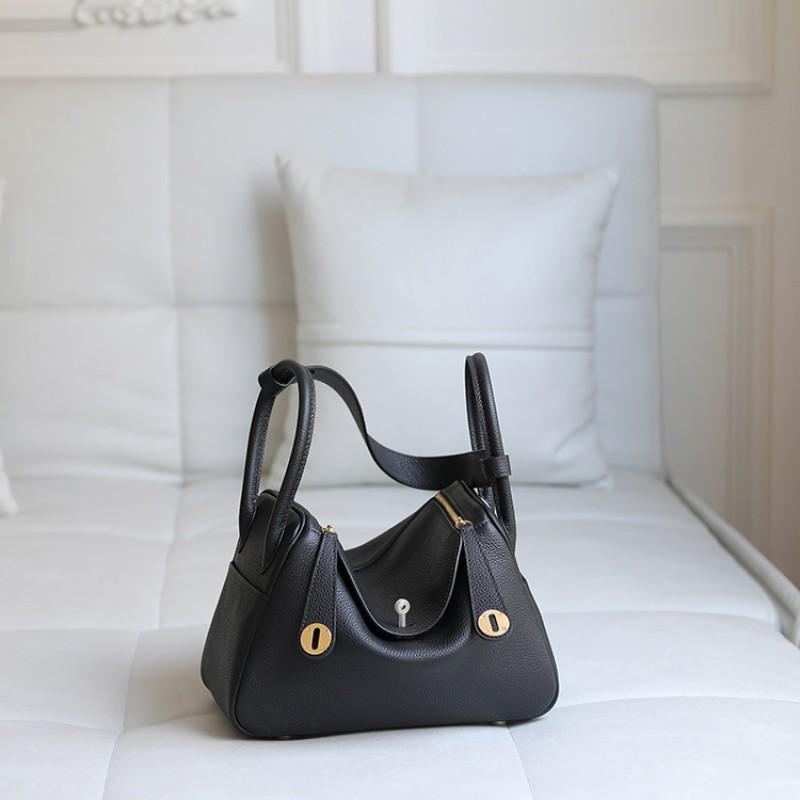 Lindi Bag Leather Top-layer Cowhide High-quality Feel Doctor Single-shoulder Slanting Hanging Handbag Medium