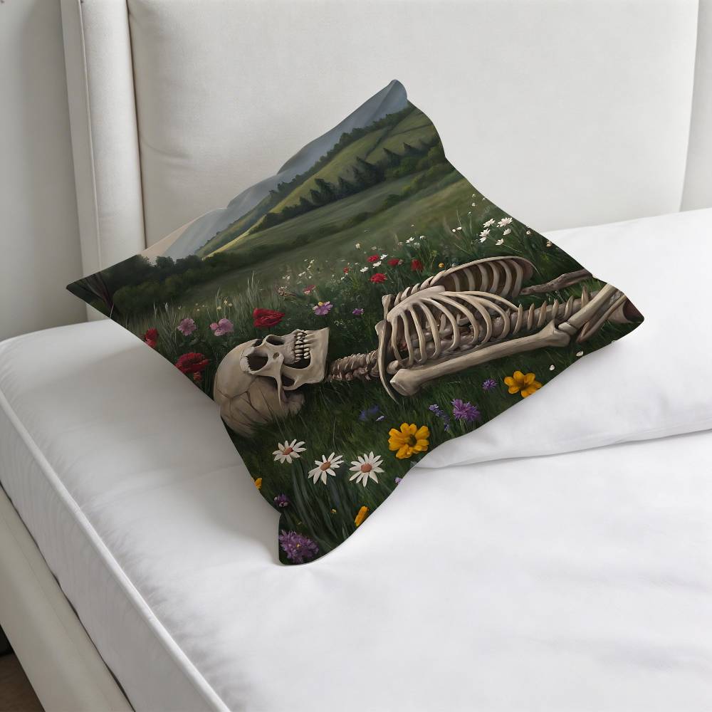 Funny Skull Art Square Pillow Cover Decorative Throw Pillow Case for Sofa Couch Bed Home Car Living Room Decoration