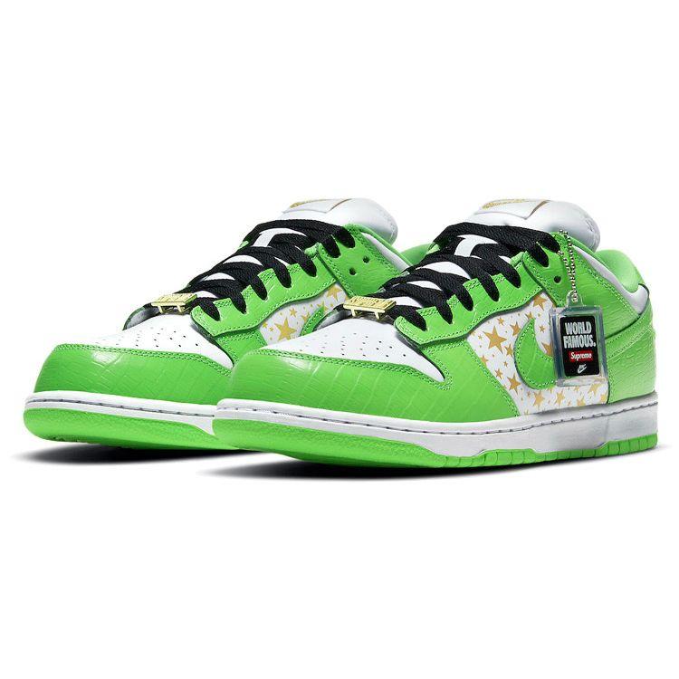 Supreme X Nike Dunk Low OG SB QS Mean Green Unisex Sneakers White Metallic-Gold DH3228-101