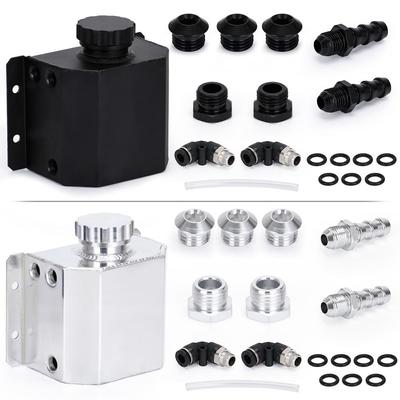 Universal 1L Aluminum Oil Catch Can Reservoir Tank With Drain Plug Breather Oil Tank Fuel Tank