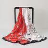 Printed Flower Square Scarf Women Silk Imitation Satin Wraps Line Foulard Headband Designers Bandana Hair Wrap 90*90Cm