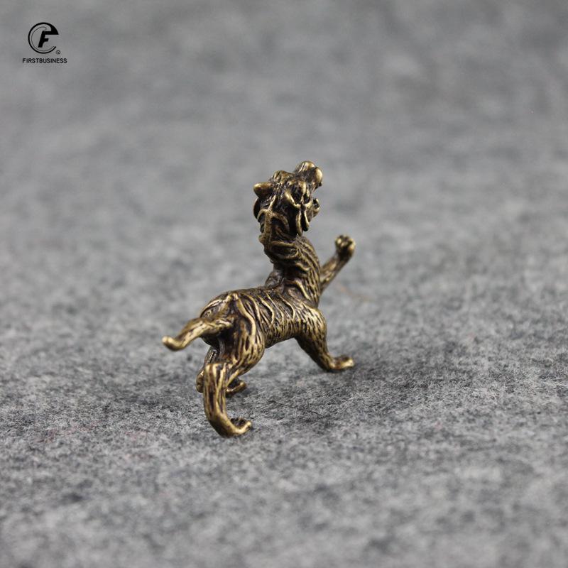 Pure Copper Chinese Ancient Mythical Beast Miniature Figurine whiteTiger Feng Shui Ornament Home Decoration Craft
