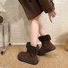 Women's Thick-soled Hairy Mouth Winter Lightweight Warm Anti-cold Padded Snow Boots Non-slip Wear Casual Sneakers Mid-calf Cotton Boots