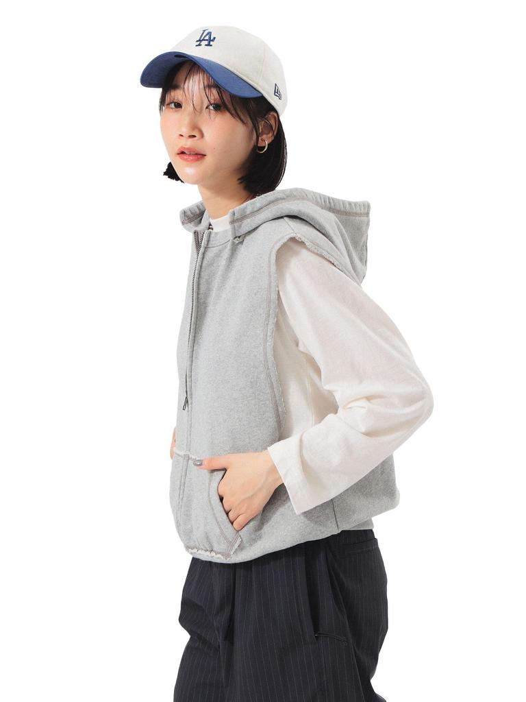 Beams Boy Women's Sleeveless Full-Zip Hoodie, T.GREY, One Size