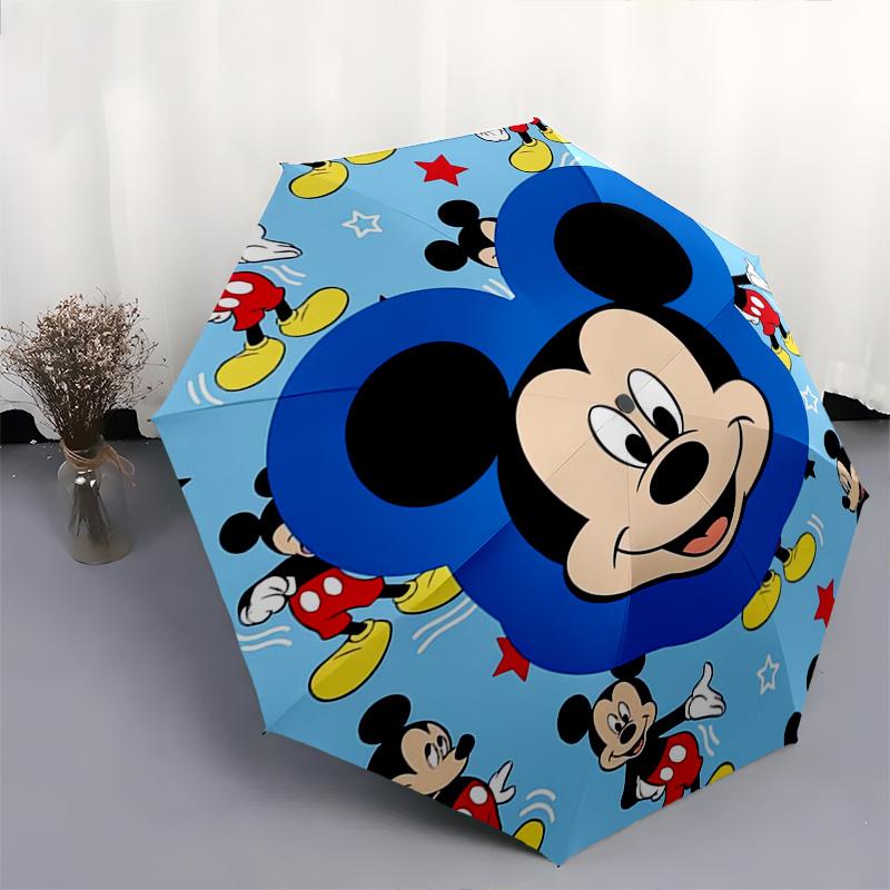 1 Stück Mickey Maus, Cartoon-Figur Automatischer Faltregenschirm: Kompaktes 8-Rippen-Design Cartoon Outdoor Reisebegleiter, Geschäftsregenschirm, Ch