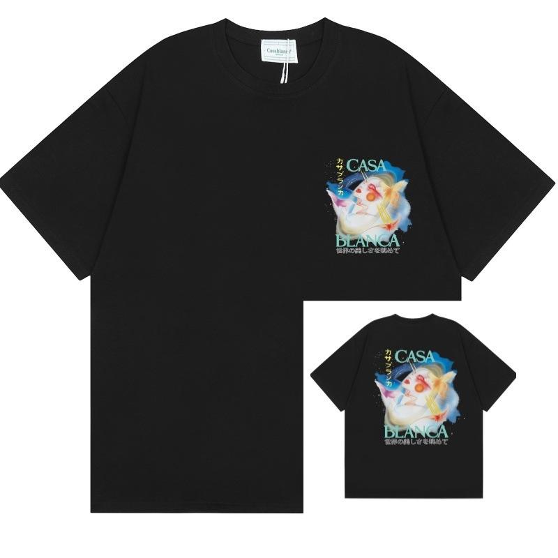Grenzüberschreitend auf Lager exklusiv Casablanca Doppelgaze reine Baumwolle Unisex T-Shirt Hip-Hop lässig Kurzarm locker Rundhals