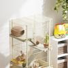 4-Level Rolling Small Animal Cage, Rabbit Cage with 3 Ramps, Water Bottle, Food Dish, 15cm Deep Tray, Beige