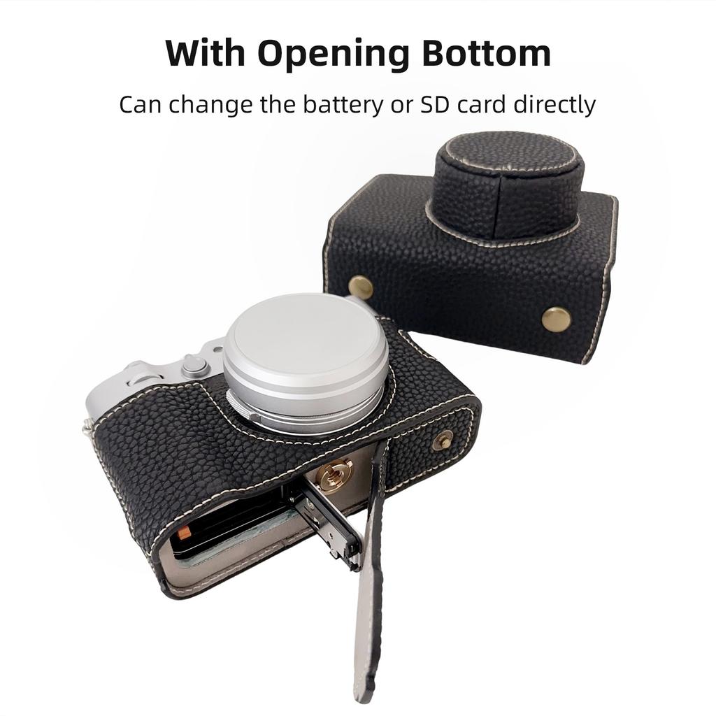 Portable Camera Protective Case Retro Full Camera Case Carry Bag Opening Bottom Design with Shoulder Strap Replacement for 0VI Camer