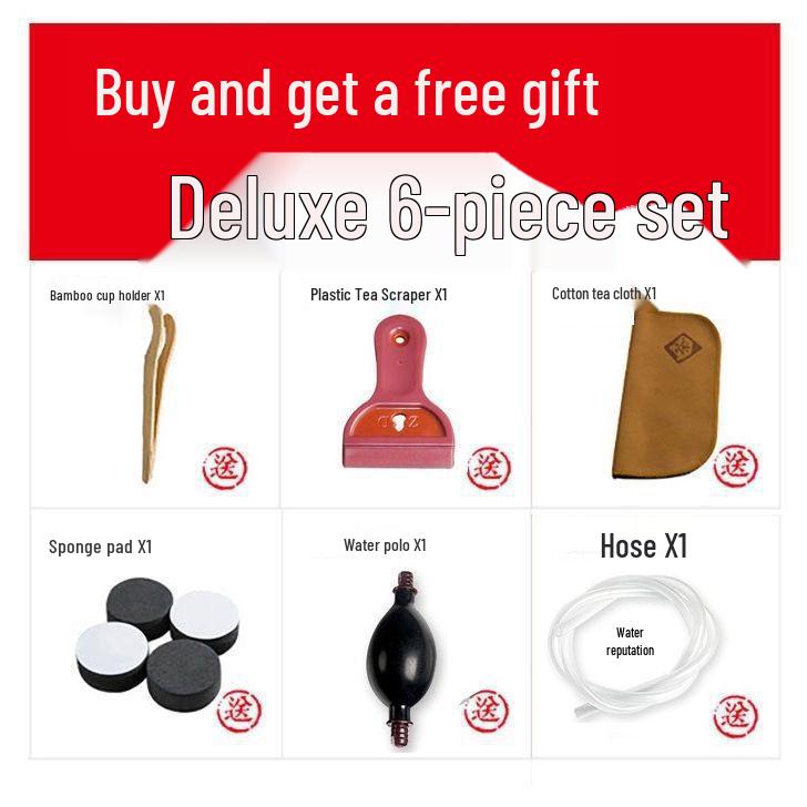 Black Gold Slate Tea Tray with Drainage - Simple Embedded Design