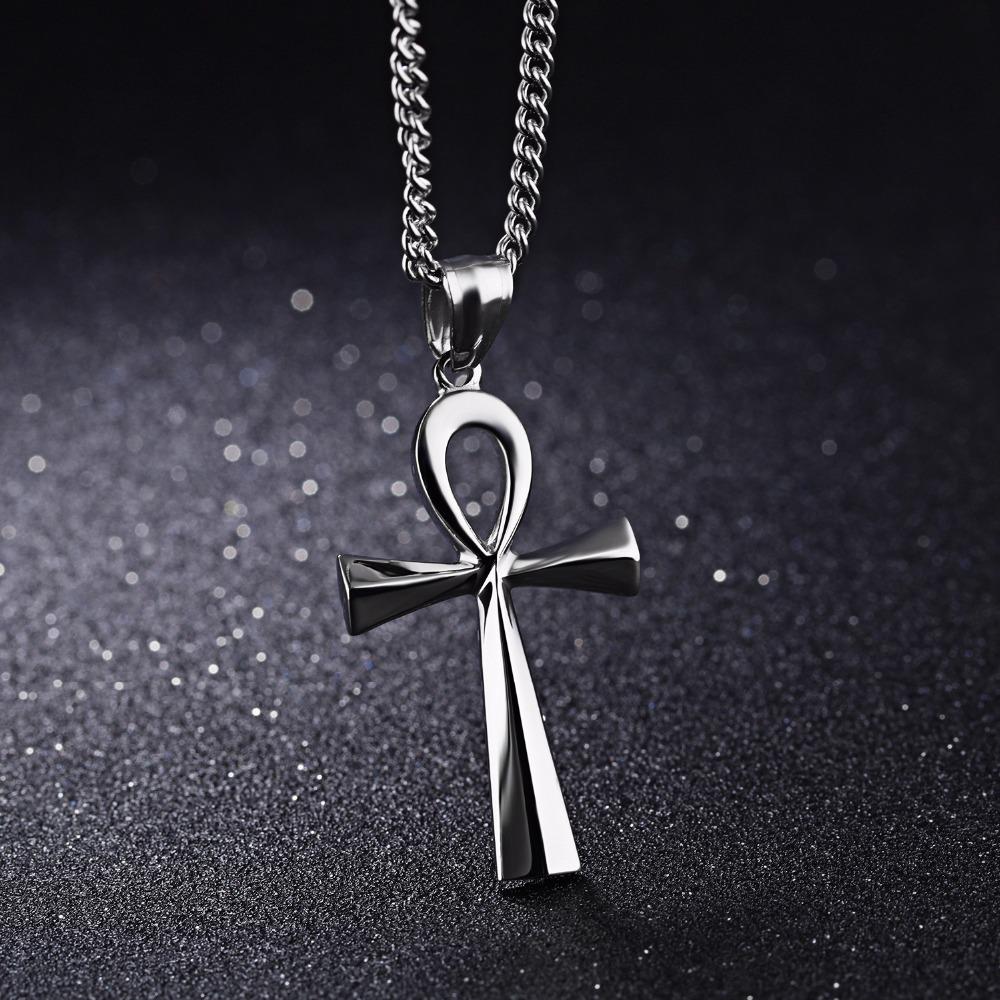 Punk Ägyptisches Ankh Kruzifix Amulett Anhänger Halsketten Anhänger Edelstahl Symbol des Lebens Kreuz Halsketten Schmuck 2025 Geschenke