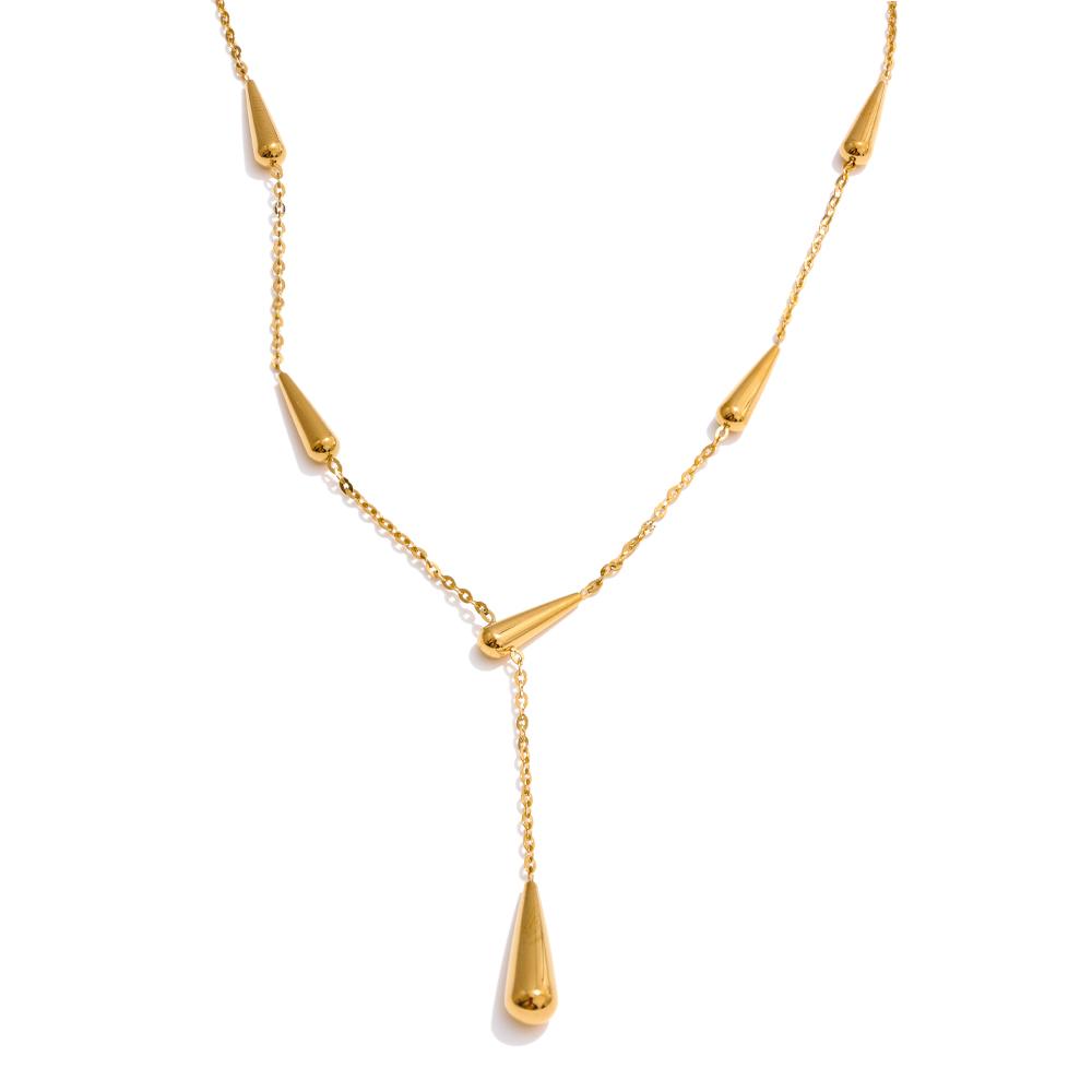 Yhpup Collar Colgante Gota de Agua Fundida de Acero Inoxidable Joyería Coreana de Moda Tendencia de Alta Calidad Chapado PVD Oro 18K 2025