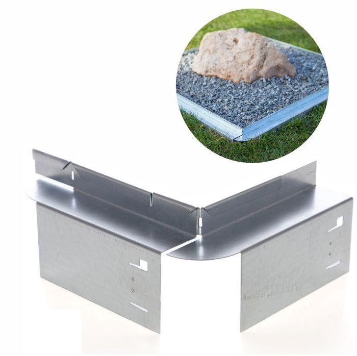 Angle extérieur pour bordure de jardin - ICH-ZAPFE.DE - 9,5 cm Galvanisé - Aluminium - Gris