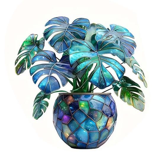 Acrylic Garden Sign with Potted Plant Pattern Weather-Resistant Outdoor Pendant 2D Lawn And Patio Decor for Home Celebration And Garden