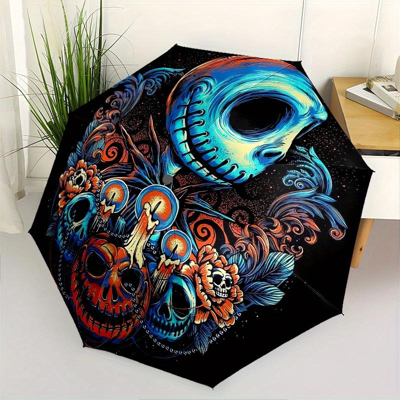 

Disney Skull,Halloween Automatic Opening and Closing Umbrella - Suitable for all occasion and business umbrella, unisex portable tri-fold sm