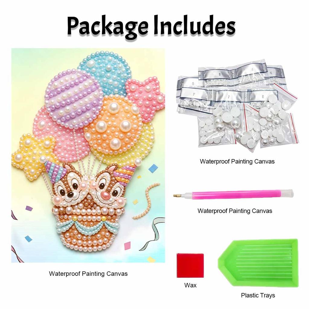 Disney 5D DIY Pearl Painting Kit, Chipmunk Hot Air Balloon Home Bedroom Wall Decor Crafts Handmade Gift