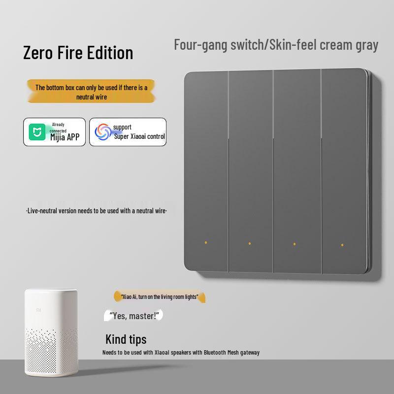 Mijia Smart Switch Doppel-/Einzel-Nullleiter-Feuerkontrollpanel mit Sprachsteuerung für das ganze Haus.