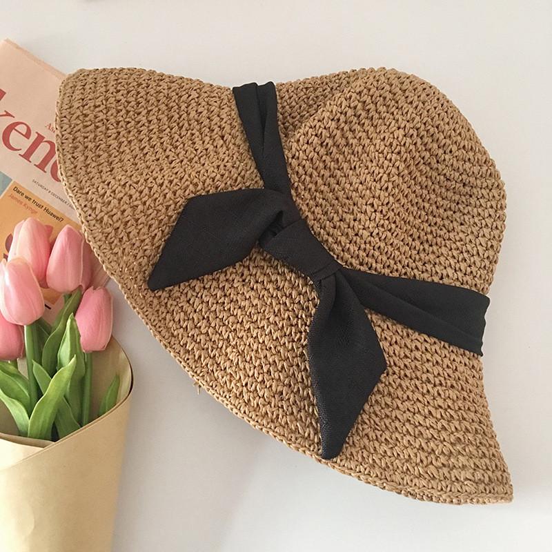 

Cute And Lovely Straw Hat With Butterfly Knot For Women Ideal For Sun Protection And Outings коричневий