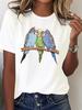 Γυναικείο Casual T-Shirt με Σχέδιο Κλαδιά και Παπαγαλάκια Κοντομάνικο Στρογγυλή Λαιμόκοψη Καθημερινή Άνεση Μόδα Προσωπικότητα Καλοκαίρι Y2K