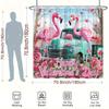 1pc Flamingo Valentine Shower Curtain - Green Truck, Romantic Design, Polyester, Includes Hooks, 70.8x70.8"