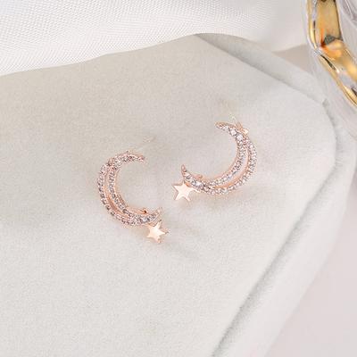Women Fashion Star Moon All Matching Zircon Earrings