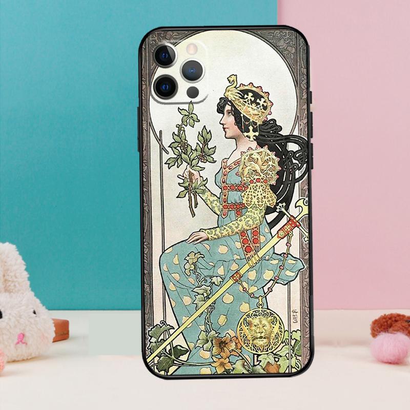 Alphonse Mucha Art Phone Case For iPhone 16 15 14 13 11 12 Pro Max 12 13 Mini XR 15 16 Plus 16e Cover Coque