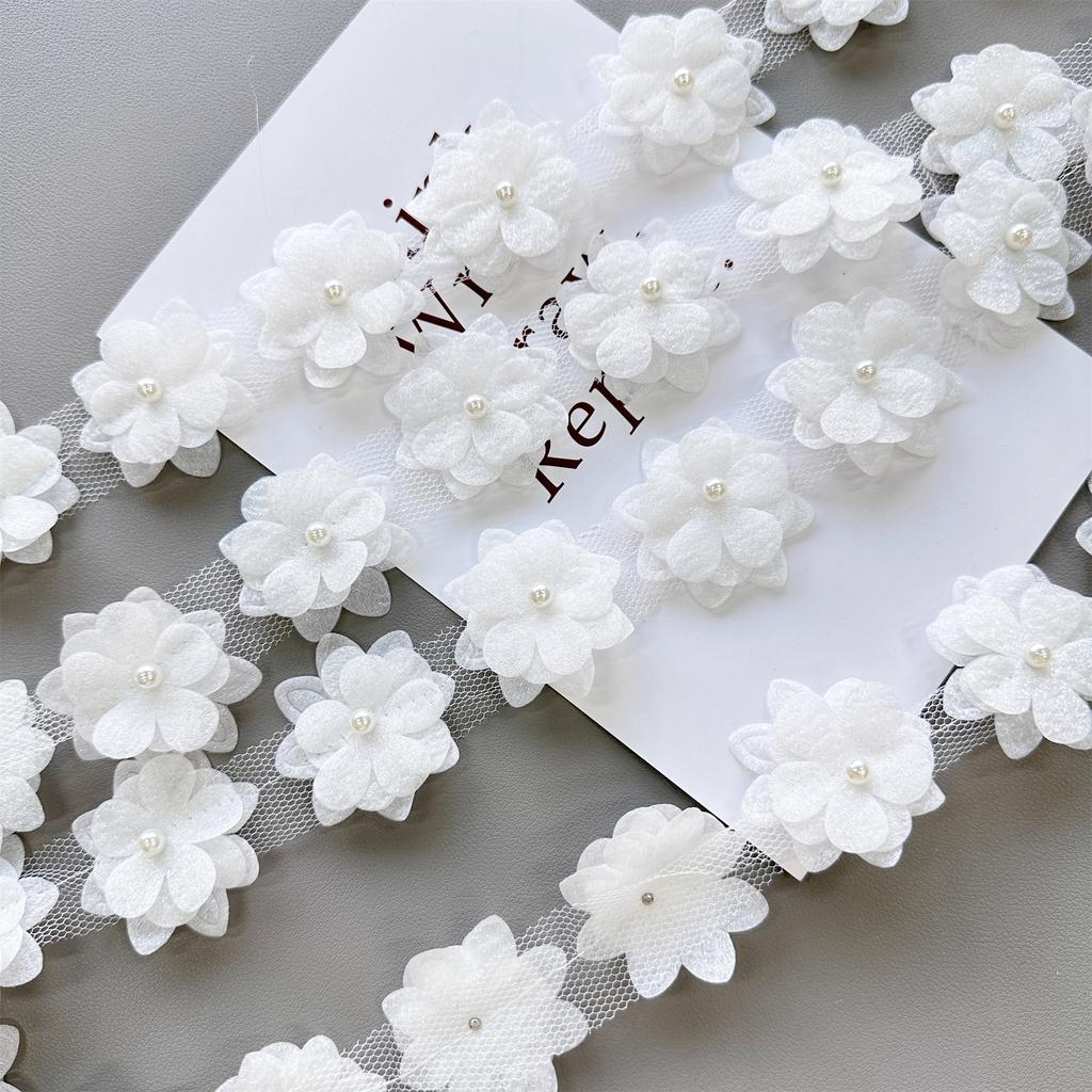 Eugen Yarn Embroidery Double-Layer Flower Three-Dimensional Handmade Bead Cloth Sticker Diy Clothing Wedding Lace Accessories