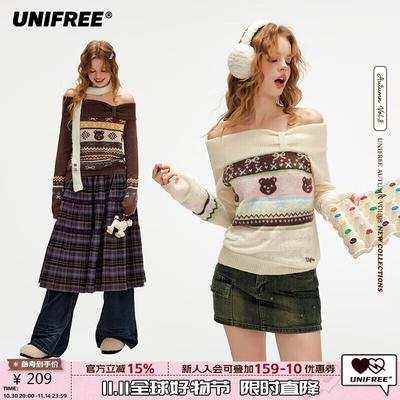 Retro Jacquard Off-Shoulder Knit Top