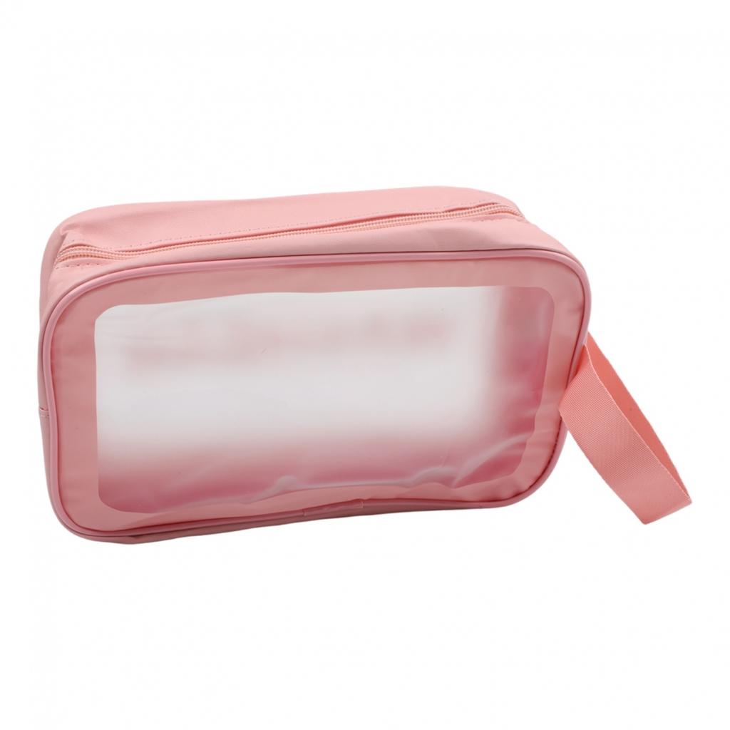 Spacious Frosted PU Toiletries Bag Transparent Waterproof Travel Bag