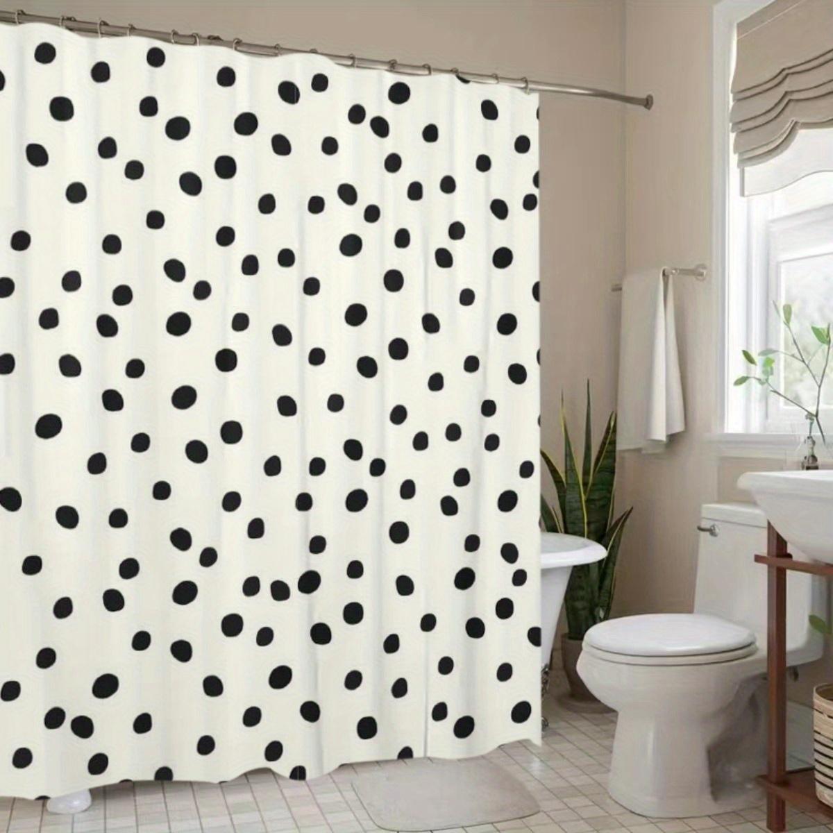 

Black Polka Dot Shower Curtain - Simple & Clean Polyester, Ultra-Wide Non-Perforated Rings, Modern Bathroom Decor W60H190(CM)-1 Pcs