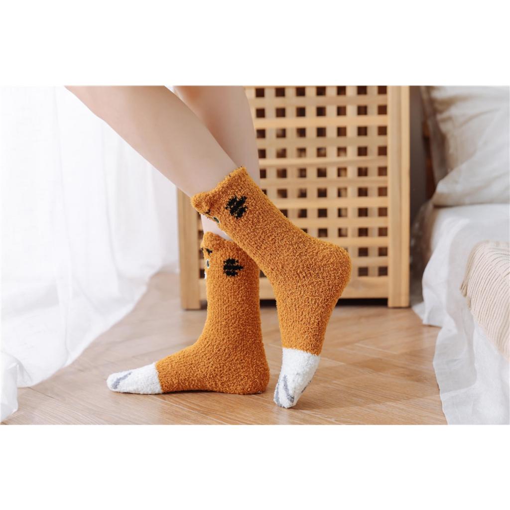 Puszyste, Skarpetki kapcie, Skarpetki damskie, Skarpetki domowe, Skarpetki z polaru koralowego, Słodkie skarpetki z kotem, Pluszowe skarpetki, Skarpetki świąteczne