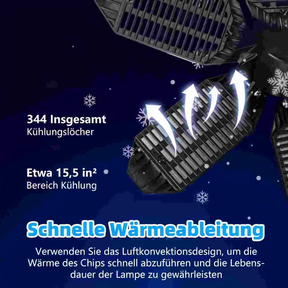 Achtflügeliges faltbares Garagenlicht, Verformbares LED-Licht vom Split-Typ, Breite Ausleuchtung, Einfache Installation, Installiert in Garagen, Lagerhallen, Werkstätten