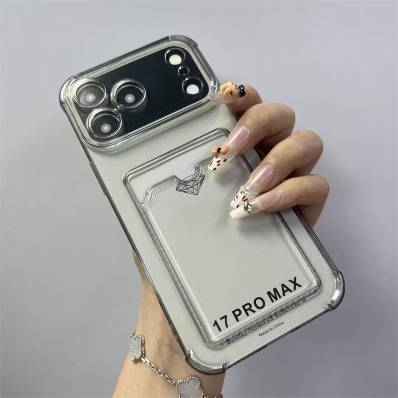 iPhone 17 Pro Max Card Holder Case with 16 Slots, Drop-Proof Soft Shell, Compatible with 13/14 Plus, Simple Design