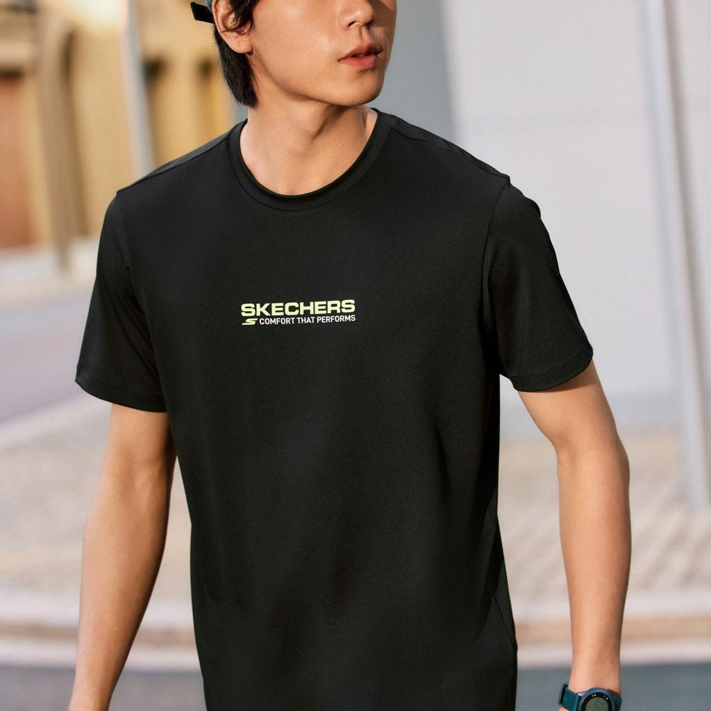 Skechers Basic Sports Series Solid Color Round Neck Short Sleeve T-Shirt Men Tops P226M111-0018