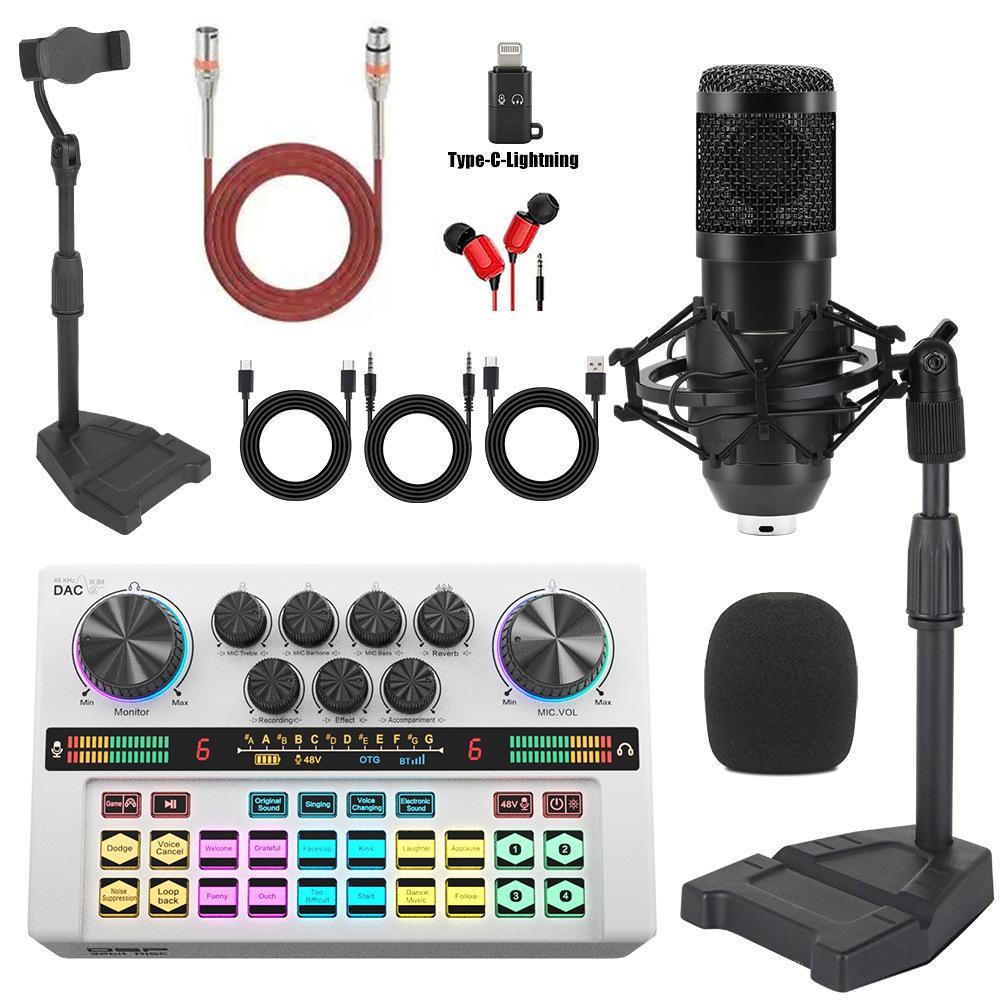 Y200 48V Zvuková karta & Rameno s mikrofonem pro živé vysílání & Podcasting