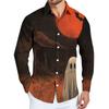 Men's Halloween Print Long Sleeve Button-down Shirt