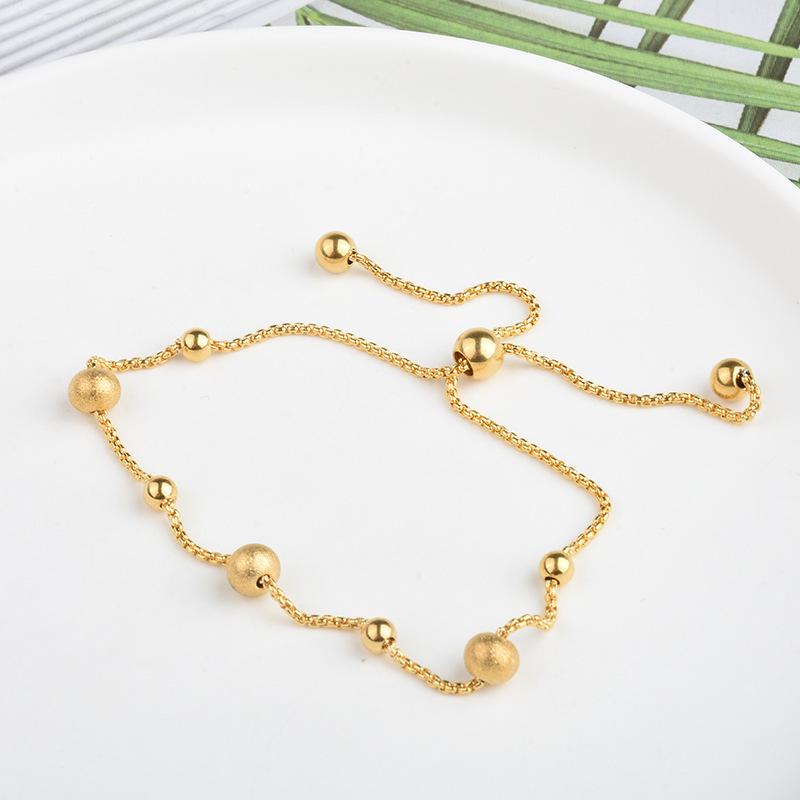 Brățară Simplă DIY pentru Femei cu Mărgele din Oțel Titan Placat cu Aur de 18K