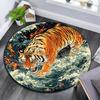 Tigerwellen Runder Teppich, Teppich für Wohnzimmer Schlafzimmer Sofa Spielzimmer Dekor, Rutschfeste Bodenmatte