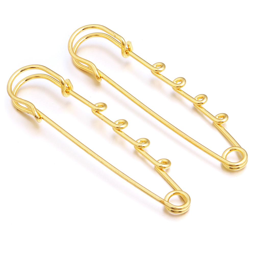 5-10pcs/lot Gold Safety Pins Brooches Blank Base Brooch Pin with Holes Fasteners Pin For DIY Jewelry Making Supplies Accessories
