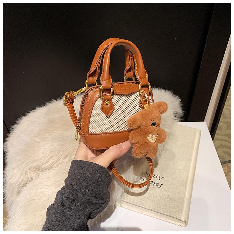 Children's Korean Color Block Mini Crossbody Bag with Earphone and Coin Pouch 2025 Winter Collection
